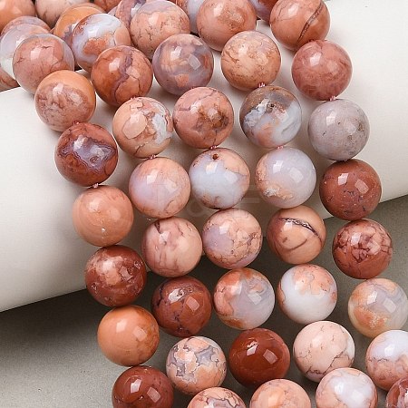 Natural Pink Agate Beads Strands G-K350-C02-10mm-1