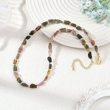 Natural Multicolor Tourmaline Beads Beaded Necklaces NJEW-JN06615-1