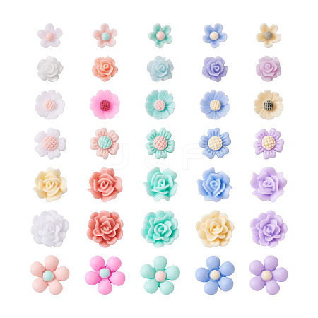 700Pcs 7 Styles Opaque Resin Cabochons CRES-CD0001-07-1