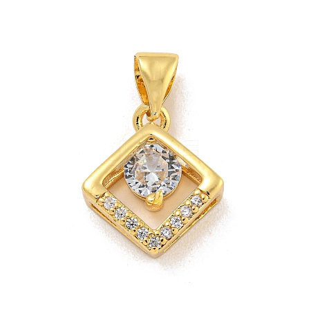 Rack Plating Brass Micro Pave Cubic Zirconia Pendants KK-G513-05G-1