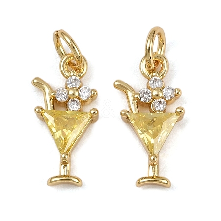 Brass Micro Pave Cubic Zirconia Pendants KK-I358-059G-1