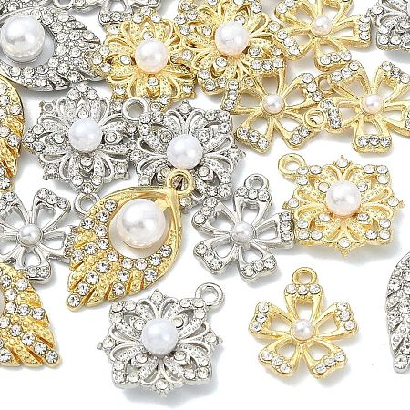 30Pcs 6 Styles Alloy Rhinestone Pendants FIND-YW0011-97-1