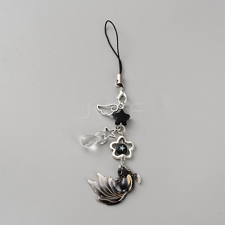Fish Alloy Acrylic Mobile Straps HJEW-WH0036-125D-1