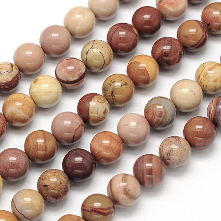 Natural Mookaite Round Bead Strands G-N0166-09-6mm-1