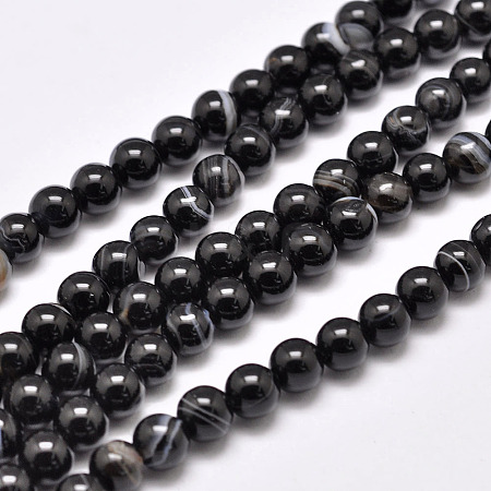 Natural Black Agate Bead Strands LS-G-G962-10mm-12-A-1