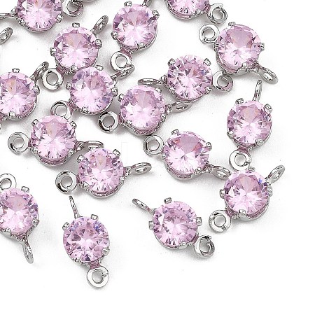 SHEGRACE Brass Pave Cubic Zirconia Flat Round Connector Charms XGRQ2O788-435B-P-1