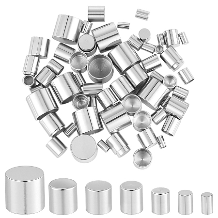 70Pcs 7 Styles Stainless Steel Cord Ends STAS-SC0010-77-1