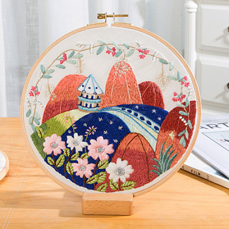 Mountain & River Scenery Pattern Embroidery Starter Kits DIY-P077-071-1