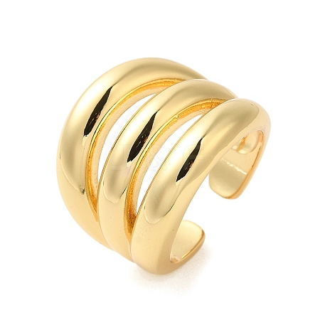 Three-layer Brass Open Cuff Rings for Women RJEW-A046-08G-1