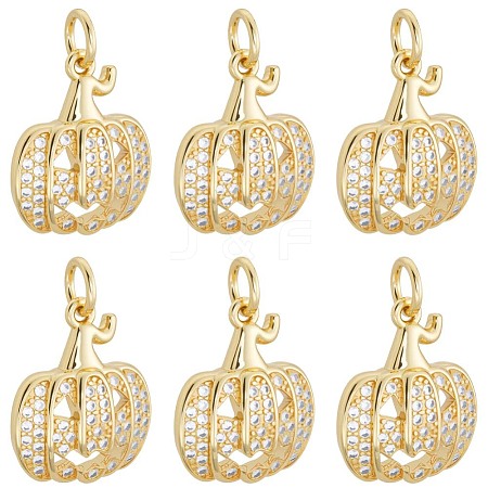 6Pcs Halloween Brass Cubic Zirconia Pendants ZIRC-BBC0003-41-1