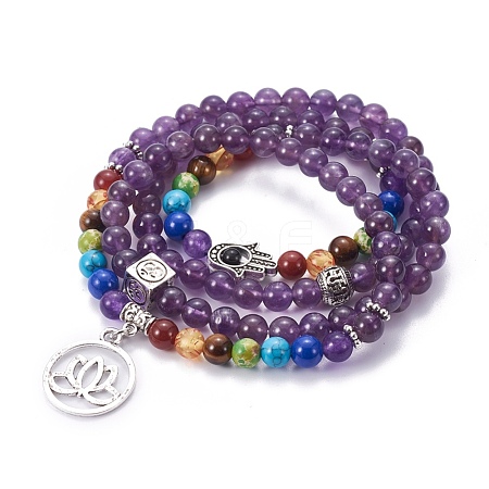 Natural Amethyst Wrap Bracelets BJEW-I273-B04-1