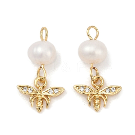 Brass Pearl Pendants KK-U062-11G-1
