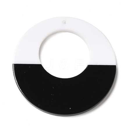 Black and White stitching Acrylic Pendants OACR-S143-01A-1