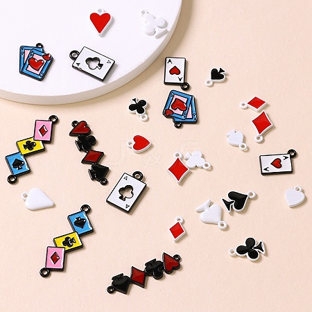 Playing Card Alloy Enamel Pendants ENAM-I078-01EB-1