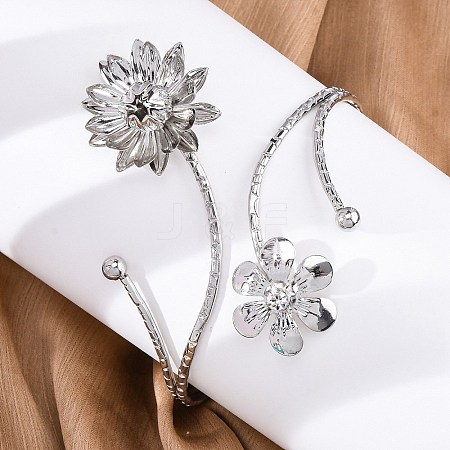 Lotus Alloy Arm Cuff Bangles for Girl Women LS-AJEW-A063-01D-P-1
