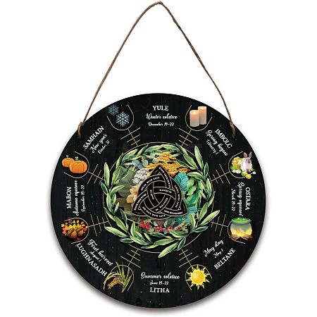 Artsy Woodsy Wheel of the Year Wood Witch Calendar Hanging Wall Decorations HJEW-WH0027-025-1