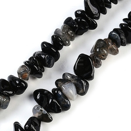 Dyed & Heated Natural Black Agate Beads Strands G-G905-21-1