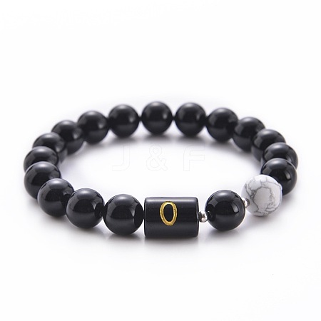 10MM Natural Black Onyx(Dyed & Heated) and Howlite Beaded Stretch Bracelets RH2290-15-1