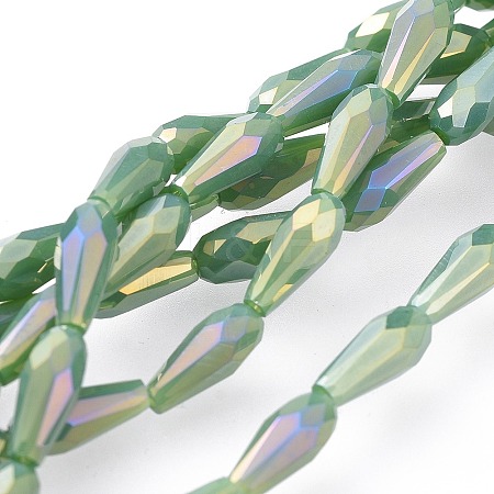 Electroplated Opaque Glass Beads Strands EGLA-L015-FR-B01-1