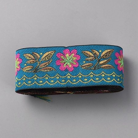 Ethnic Style Polyester Embroidery Flower Ribbon OCOR-WH0093-37B-1