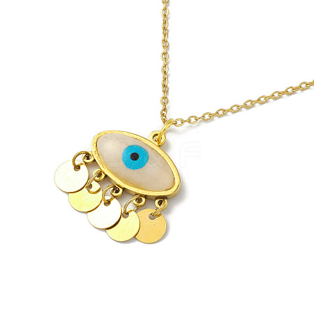 Resin Evil Eye Pendant Necklace NJEW-M199-01G-1