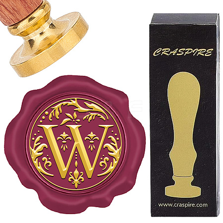 Brass Wax Seal Stamps with Rosewood Handle AJEW-WH0412-0256-1