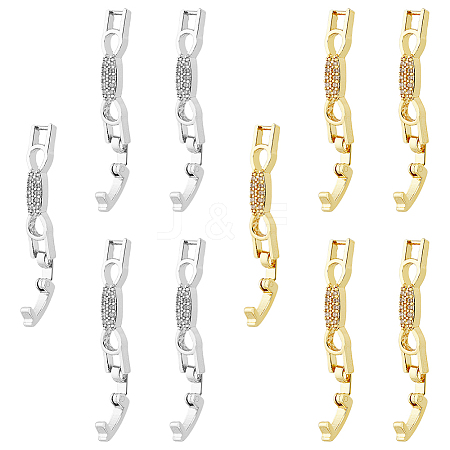 DICOSMETIC 10Pcs 2 Colors Bowknot Rack Plating Brass Clear Cubic Zirconia Watch Band Clasps ZIRC-DC0001-10-1