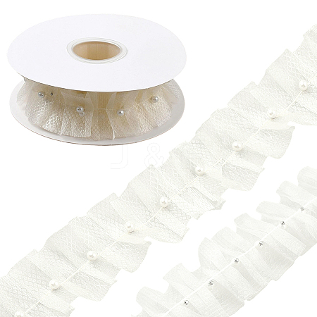 Polyester with Plastic Pearl Bead Wrinkle Ribbon OCOR-WH20003-63C-1