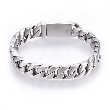 304 Stainless Steel Curb Chains Bracelets BJEW-E346-01P-1
