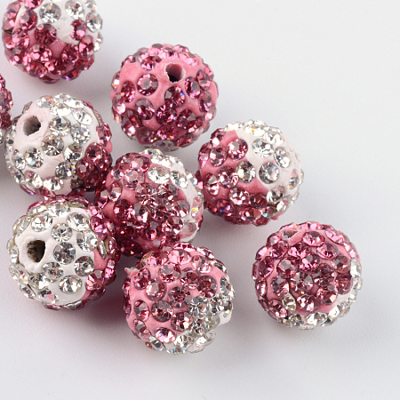Two-Tone Color Handmade Polymer Clay Disco Ball Beads RB-R041-05-1