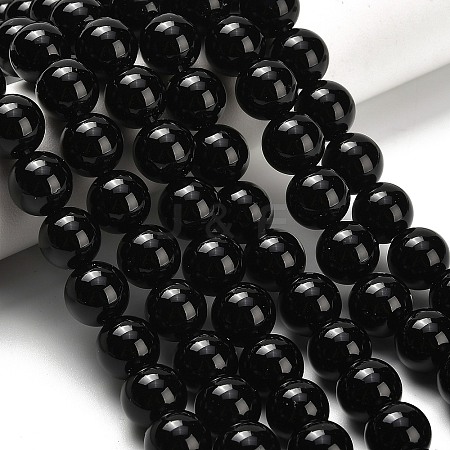Natural Black Onyx(Dyed & Heated) Beads Strands G-H329-C06-10mm-1