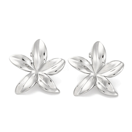 304 Stainless Steel Flower Stud Earrings EJEW-D281-11S-1