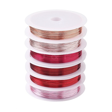 6 Rolls 6 Colors Round Copper Wire Set for Jewelry Making CWIR-NH0001-03B-0.4mm-1