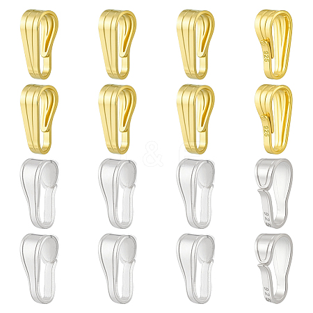 16Pcs 2 Colors 925 Sterling Silver Snap on Bails STER-PH0004-44-1