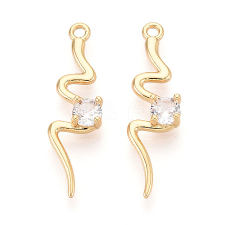 Brass Micro Pave Clear Cubic Zirconia Pendants KK-T078-01G-06-1