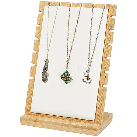 Bamboo Slant Back Necklace Organizer Display Stands NDIS-WH20007-01B-01-1