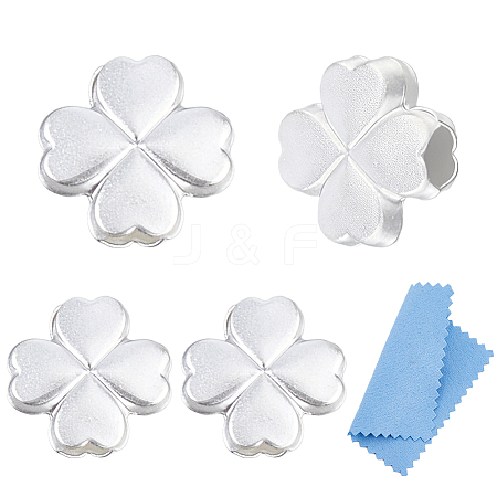 4Pcs Saint Patrick's Day 925 Sterling Silver Textured Beads STER-DC0002-06-1