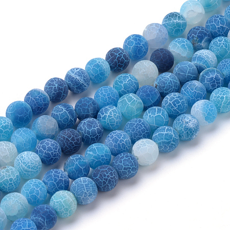 Natural & Dyed Crackle Agate Bead Strands X-G-T056-8mm-07-1