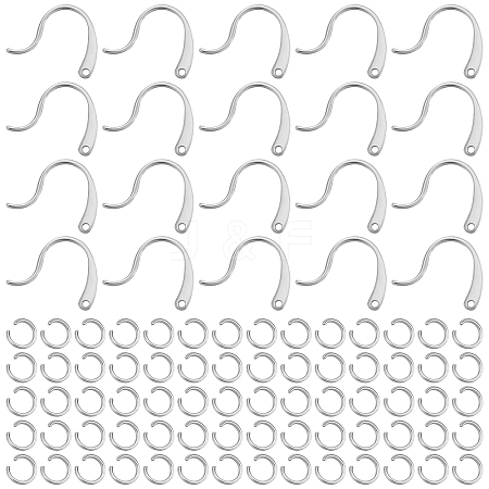 200Pcs 304 Stainless Steel Stud Earring Hooks and 200Pcs Jump Rings STAS-UN0034-93-1