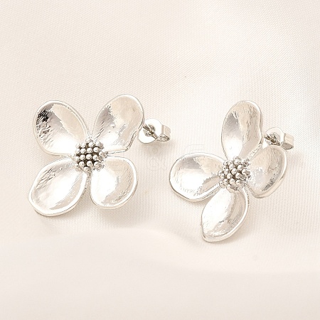 Rack Plating Flower Brass Stud Earrings EJEW-H016-26P-1