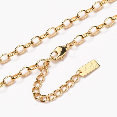 Brass Cable Chain Necklaces NJEW-H206-11G-1