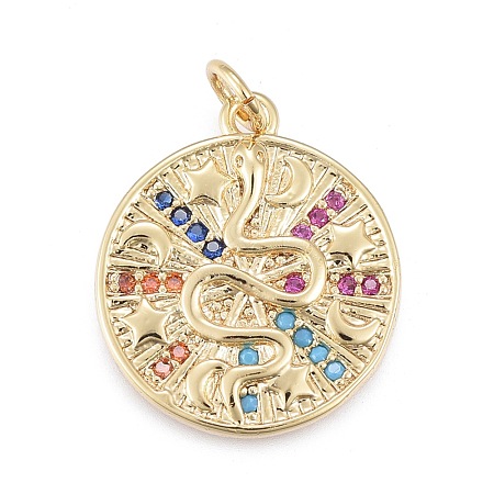 Brass Micro Pave Cubic Zirconia Pendants KK-O126-02G-02-1