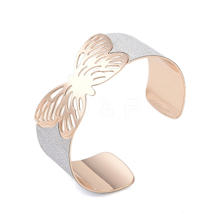 Butterfly Alloy Open Cuff Bangles for Women LS-BJEW-L686-01B-1