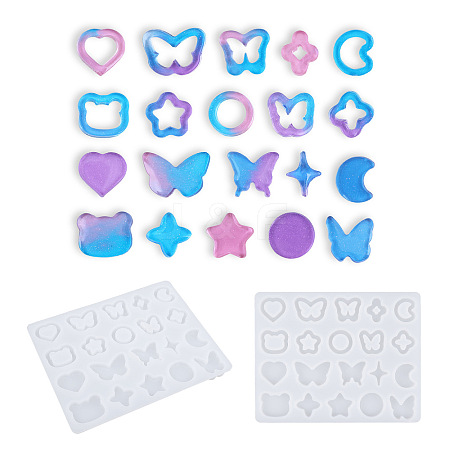 Butterfly/Heart/Star Linking Ring & Cabochon DIY Silhouette Silicone Molds SIMO-PW0021-01-1