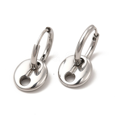 Non-Tarnish 304 Stainless Steel Coffee Bean Dangle Hoop Earrings for Women EJEW-P219-17P-1