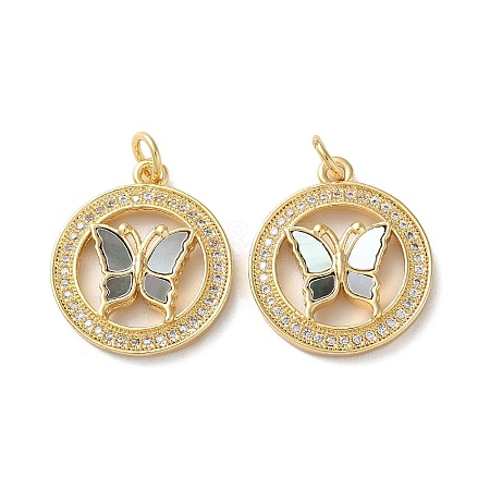 Brass Micro Pave Clear Cubic Zirconia Pendants KK-B083-37D-G-1