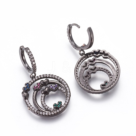 (Jewelry Parties Factory Sale)Brass Cubic Zirconia Hoop Earrings EJEW-O084-03B-1