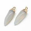 Natural Grey Agate Pointed Pendants G-Q495-08G-2