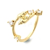 Ocean Theme Brass Micro Pave Cubic Zirconia Cuff Rings for Women RJEW-F184-17A-G-2