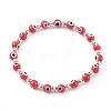 Handmade Round Evil Eye Lampwork Beaded Stretch Bracelets BJEW-JB05974-04-1